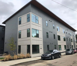 A brand new comtemporary styled apartment building that is located in one of Knoxville's historic downtown area neighborhoods.