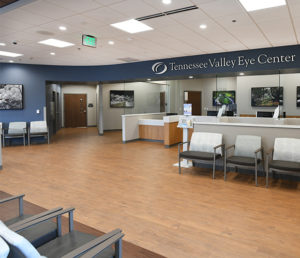 The lobby of the new 19,000 square foot eye surgery center, Tennessee Valley Eye Center