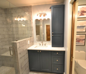 A view of the newly renovated bathroom that DIA designed for the second floor gay street apartment.