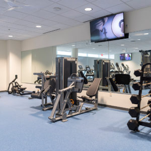 The fitness area that was redesigned by DIA for the wellness center.