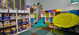A stimulating learning environment designed by using bright colorful accessories.