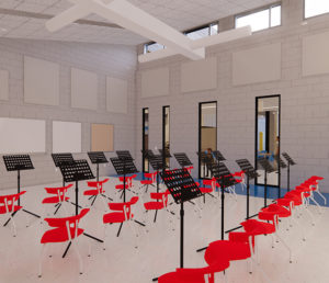 Rendering of a music room for the Athens PreK-5 School.