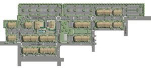 The master plan for the residential area of the Campus Pointe apartment complex.