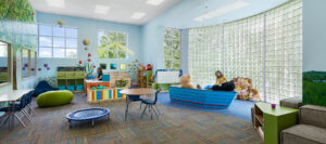 Conversion of a former office building into a welcoming space for children who are in need of support.