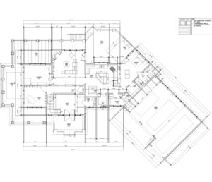 Architectural drawing of the interior of the craftsman inspired residence customized for a client.