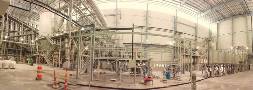 An interior view of the construction taking place to the DelConca manufacturing facility.