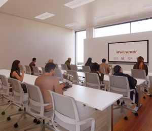 A rendering of a classroom for the Emergency Response Training Facility.