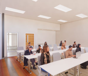 A rendering of a classroom for the Emergency Response Training Facility.