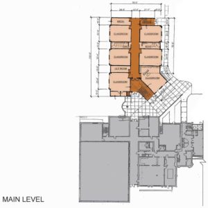 An architectural sketch of the main level of the Firth Lutheran School expansion.