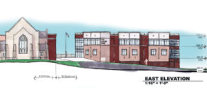 An architectural sketch of the design made by DIA for the expansion of First Lutheran Church.