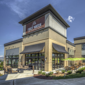 An exterior view of the new First Watch building on Bearden Hill.