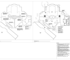 An architectural sketch of the resort style pool and bath house.
