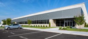 A front exterior view of the newly build and designed state of the art manufacturing facility,