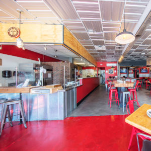 The interior of Hard Knox Pizza post expansion and renovation.
