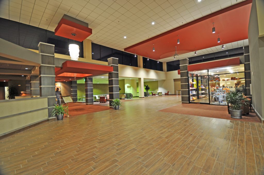 An open area including the convenience store at the Holiday Inn.