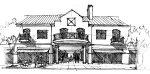 An architectural sketch of the proposed 12-unit condominium complex, Homberg.