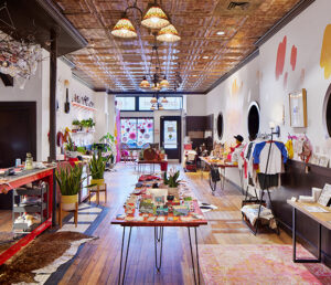 Interior design by DIA to create a bright, welcoming space that reflected the owners style of handmade goods.