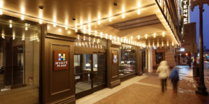 The exterior of Hyatt Place post complete renovation of the historic building dating back to 1919.