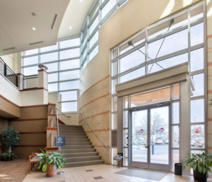 A view of the new lobby and the stairs of KCDC.