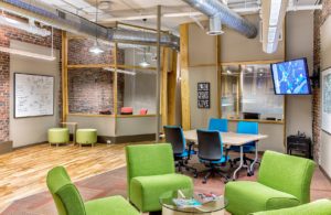 A multi-functional room that DIA designed for the Knoxville Entrepreneur Center.