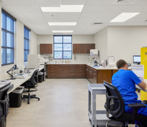 An interior view of the spacious Pathology Lab created for Knoxville Institute of Dermatology.