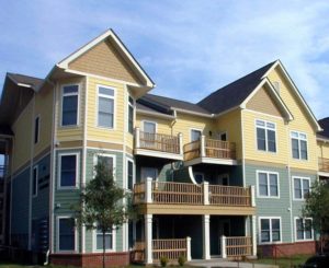 An exterior view of the Laurel Station Condominiums.