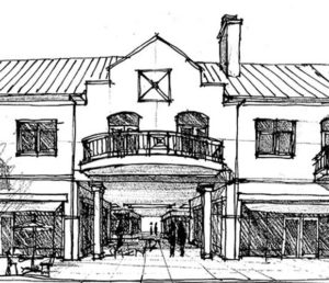 A sketch that DIA designed for a proposed 12-unit condomonium complex to be located on the second floor of this mixed-use structure.