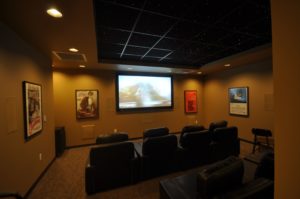 The newly added movie theatre room at The Tower at Morgan Hill apartment complex.