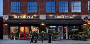 Exterior view of the newly renovated fusion of Brother Wolf and Osteria Stella