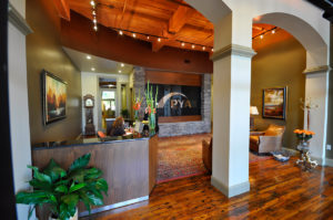 A newly renovated lobby designed to maintain the historic characteristics of the building.