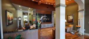 A newly renovated lobby designed to maintain the historic characteristics of the building.