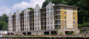 An exterior view of River Towne Condominiums.