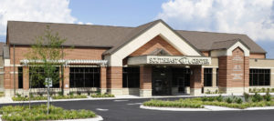 An exterior view of the newly designed and build Southeast Eye Center building.