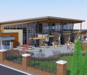 A rendering of the exterior view of the UT Gardens Visitor Center.