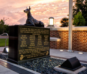 The War Dog Memorial build to give a memorial to honor the dogs that served with the U.S. Marine Corps in WWII.