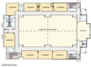 The master plan for the lower level of Phase 1 of Westlake Baptist Church.