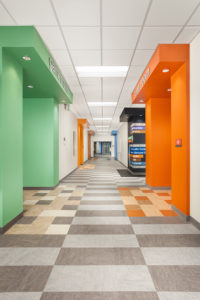 A rendering of a hallway for the Boys and Girls Club.