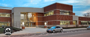 An exterior view of the new UT Student Health Center that is on track to meet silver certification for LEED.